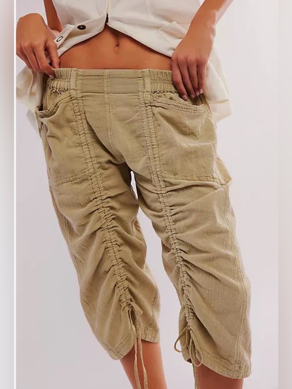 Free People Gianna Ruched Gaucho Pull-On Trousers